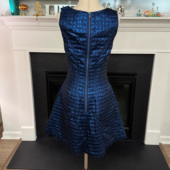 Betsey Johnson Metallic Blue Fit & Flare Dress (Size 4) - Picture 6 of 10
